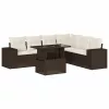  7 részes barna polyrattan kerti ülőgarnitúra párnákkal