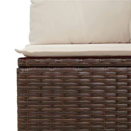  7 részes barna polyrattan kerti ülőgarnitúra párnákkal