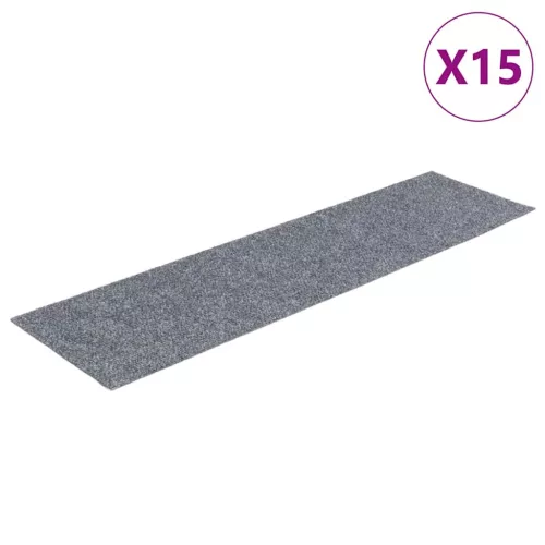  15 db öntapadós lépcsőszőnyeg, 76 x 20 cm, világosszürke, téglalap alakú