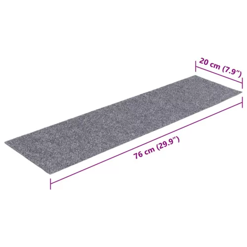  15 db öntapadós lépcsőszőnyeg, 76 x 20 cm, világosszürke, téglalap alakú
