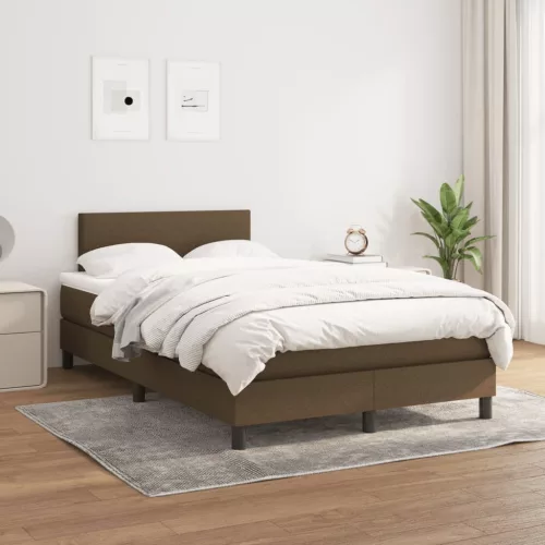  sötétbarna szövet rugós ágy matraccal 120 x 190 cm