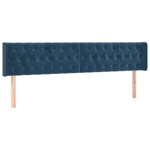  sötétkék bársony rugós ágy matraccal 120x190 cm