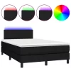  fekete szövet rugós és LED-es ágy matraccal 120x190 cm