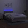  világosszürke szövet rugós és LED-es ágy matraccal 120x190 cm