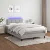  világosszürke szövet rugós és LED-es ágy matraccal 120x190 cm