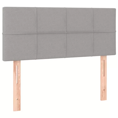  világosszürke szövet rugós és LED-es ágy matraccal 120x190 cm