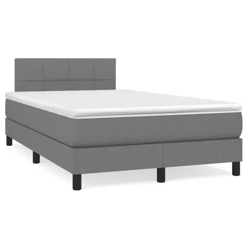  sötétszürke szövet rugós és LED-es ágy matraccal 120x190 cm