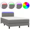  sötétszürke szövet rugós és LED-es ágy matraccal 120x190 cm