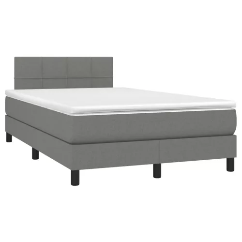  sötétszürke szövet rugós és LED-es ágy matraccal 120x190 cm