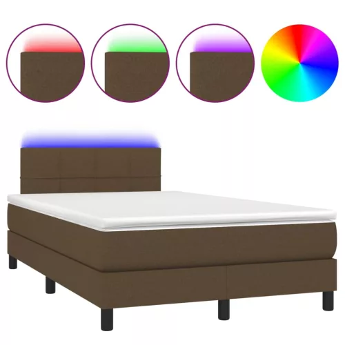  barna szövet rugós és LED-es ágy matraccal 120x190 cm