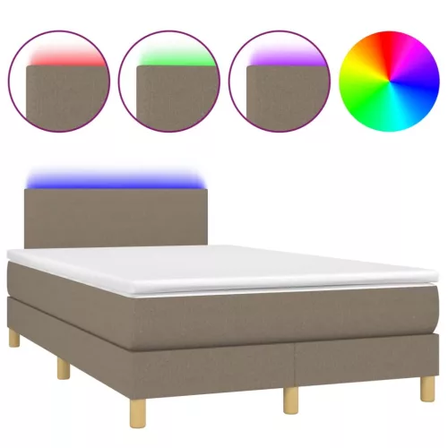  tópszínű szövet rugós és LED-es ágy matraccal 120x190cm