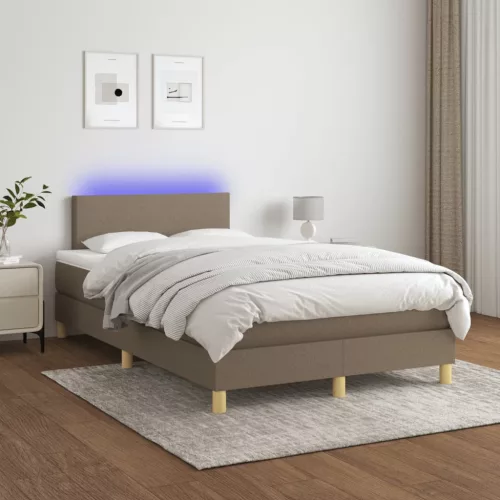  tópszínű szövet rugós és LED-es ágy matraccal 120x190cm
