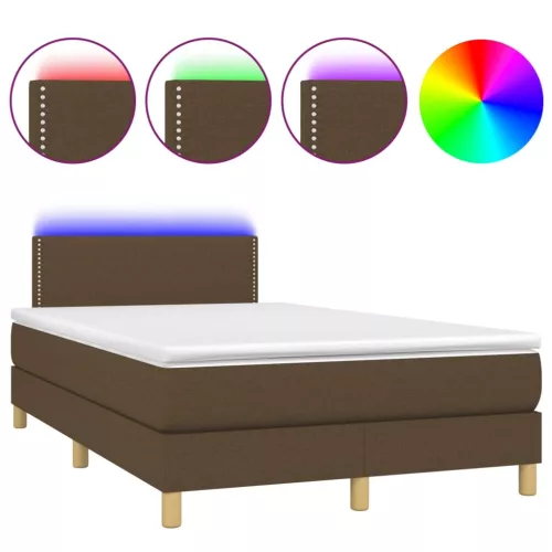  barna szövet rugós és LED-es ágy matraccal 120x190 cm