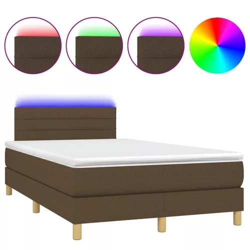  barna szövet rugós és LED-es ágy matraccal 120x190 cm