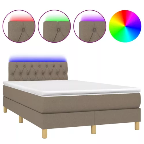  tópszínű szövet rugós és LED-es ágy matraccal 120x190cm