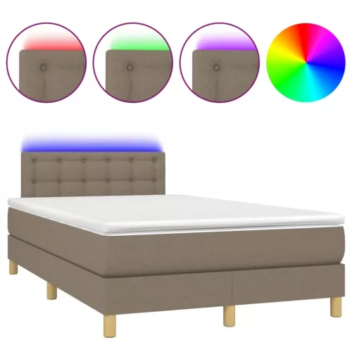  tópszínű szövet rugós és LED-es ágy matraccal 120x190cm