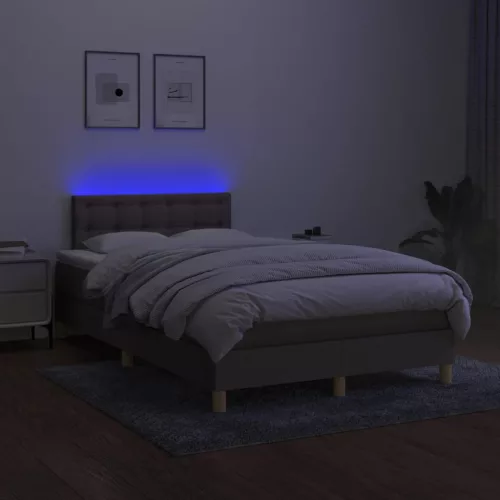 tópszínű szövet rugós és LED-es ágy matraccal 120x190cm