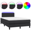  fekete műbőr rugós és LED-es ágy matraccal 120x190 cm