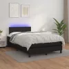  fekete műbőr rugós és LED-es ágy matraccal 120x190 cm