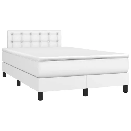  fehér műbőr rugós és LED-es ágy matraccal 120x190 cm