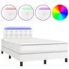  fehér műbőr rugós és LED-es ágy matraccal 120x190 cm