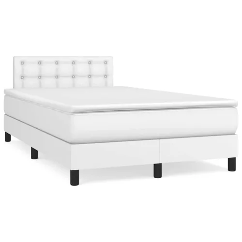  fehér műbőr rugós és LED-es ágy matraccal 120x190 cm