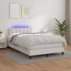  fehér műbőr rugós és LED-es ágy matraccal 120x190 cm