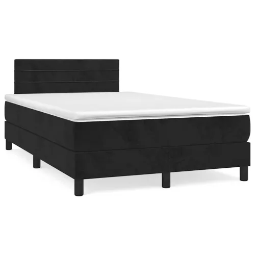  fekete bársony rugós és LED-es ágy matraccal 120x190 cm