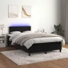  fekete bársony rugós és LED-es ágy matraccal 120x190 cm