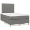 sötétszürke szövet rugós és LED-es ágy matraccal 120x190 cm