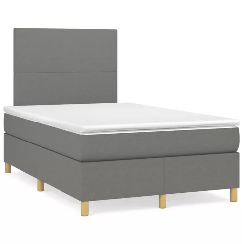  sötétszürke szövet rugós és LED-es ágy matraccal 120x190 cm