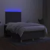  sötétszürke szövet rugós és LED-es ágy matraccal 120x190 cm