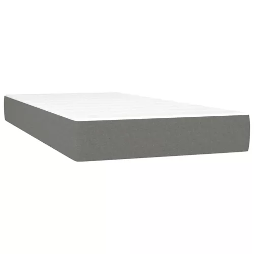  sötétszürke szövet rugós és LED-es ágy matraccal 120x190 cm