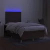  barna szövet rugós és LED-es ágy matraccal 120x190 cm
