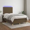  barna szövet rugós és LED-es ágy matraccal 120x190 cm
