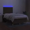  barna szövet rugós és LED-es ágy matraccal 120x190 cm