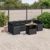  8 részes fekete polyrattan kerti ülőgarnitúra párnákkal