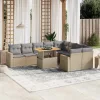  10 részes bézs polyrattan kerti ülőgarnitúra párnával