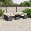  11 részes fekete polyrattan kerti ülőgarnitúra párnákkal
