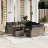  9 részes szürke polyrattan kerti ülőgarnitúra párnákkal