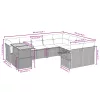  10 részes fekete polyrattan kerti ülőgarnitúra párnákkal