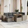  7 részes szürke polyrattan kerti ülőgarnitúra párnákkal