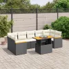  8 részes fekete polyrattan kerti ülőgarnitúra párnákkal