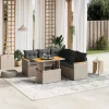  6 részes szürke polyrattan kerti ülőgarnitúra párnákkal
