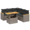  6 részes szürke polyrattan kerti ülőgarnitúra párnákkal