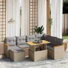  8 részes bézs polyrattan kerti ülőgarnitúra párnával
