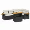  6 részes fekete polyrattan kerti ülőgarnitúra párnákkal