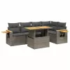  6 részes szürke polyrattan kerti ülőgarnitúra párnákkal
