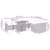  10 részes fekete polyrattan kerti ülőgarnitúra párnákkal
