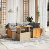  5 részes bézs polyrattan kerti ülőgarnitúra párnákkal